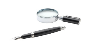 Fountain Pen & Magnifier Vinyl Car Decal Sticker – Waterproof & UV-Resistant 8"