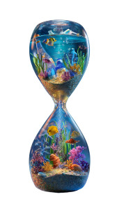 Surreal Underwater Hourglass Vinyl Car Decal Sticker – Waterproof & UV-Resistant 8"