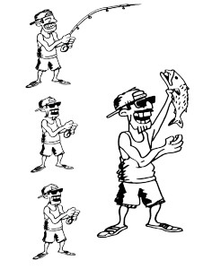 Fishing Dude Comic Vinyl Car Decal Sticker – Waterproof & UV-Resistant 8"