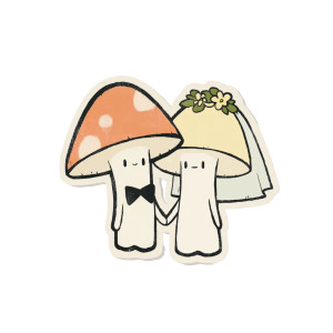 Mushroom Wedding Vinyl Car Decal Sticker – Waterproof & UV-Resistant 8"