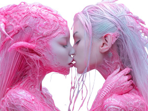 Alien Cyberpunk Kiss Vinyl Car Decal Sticker – Waterproof & UV-Resistant 8"