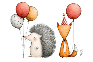 Hedgehog Balloon Card Vinyl Car Decal Sticker – Waterproof & UV-Resistant 8"