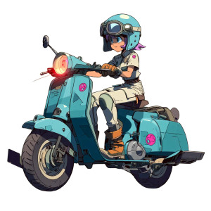 Violet Nurse Moped Vinyl Car Decal Sticker – Waterproof & UV-Resistant 8"