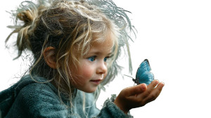 Happy Child With Butterfly Vinyl Car Decal Sticker – Waterproof & UV-Resistant 8"