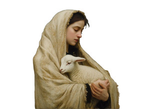 Woman With Lamb V2 Vinyl Car Decal Sticker – Waterproof & UV-Resistant 8"