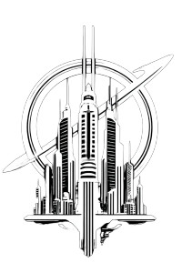 Sci-Fi City Logo Vinyl Car Decal Sticker – Waterproof & UV-Resistant 8"