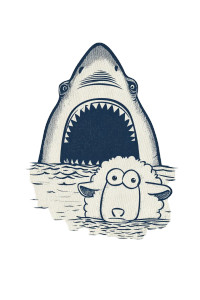 Shark And Sheep Vinyl Car Decal Sticker – Waterproof & UV-Resistant 8"