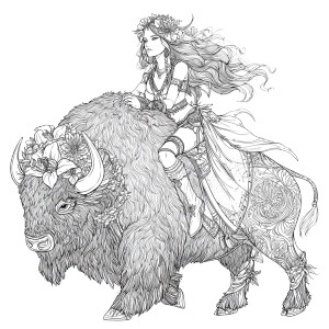 Native Goddess Buffalo Vinyl Car Decal Sticker – Waterproof & UV-Resistant 8"