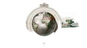 Redouté Globe Schematic Vinyl Car Decal Sticker – Waterproof & UV-Resistant 8"