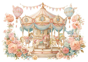 Dreamy Antique Carousel Vinyl Car Decal Sticker – Waterproof & UV-Resistant 8"
