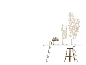 Minimalist Table Plants Vinyl Car Decal Sticker – Waterproof & UV-Resistant 8"