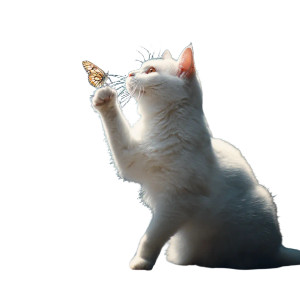 White Cat Playing Vinyl Car Decal Sticker – Waterproof & UV-Resistant 8"