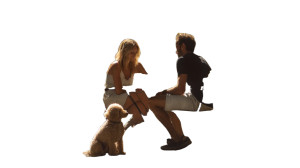 Café Couple With Poodle Vinyl Car Decal Sticker – Waterproof & UV-Resistant 8"