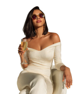 Elegant Champagne Portrait Vinyl Car Decal Sticker – Waterproof & UV-Resistant 8"