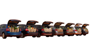 Lined Grocery Cars Vinyl Car Decal Sticker – Waterproof & UV-Resistant 8"