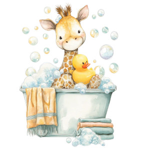 Baby Giraffe Bath Vinyl Car Decal Sticker – Waterproof & UV-Resistant 8" Baby Giraffe Bath Vinyl Car Decal Sticker – Waterproof & UV-Resistant 8"