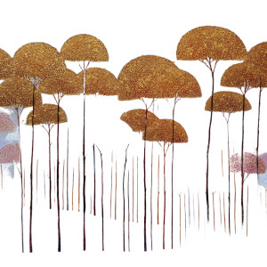 Surreal Golden Trees Vinyl Car Decal Sticker – Waterproof & UV-Resistant 8"