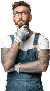 Tattoo Artist Thinking Vinyl Car Decal Sticker – Waterproof & UV-Resistant 8"