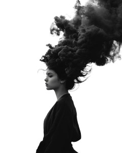 Smoke-Haired Woman Vinyl Car Decal Sticker – Waterproof & UV-Resistant 8"