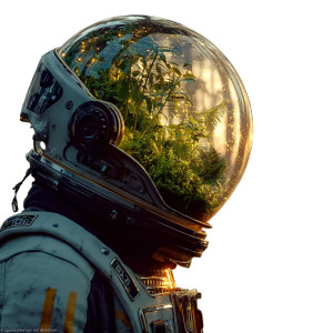 Astronaut With Terrarium Helmet V2 Vinyl Car Decal Sticker – Waterproof & UV-Resistant 8"