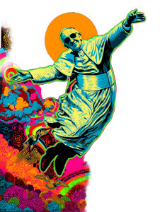 Psychedelic Pope Francis V2 Vinyl Car Decal Sticker – Waterproof & UV-Resistant 8"