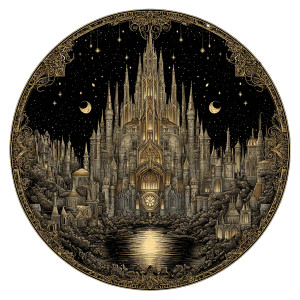 Gothic Moonlit Castle Vinyl Car Decal Sticker – Waterproof & UV-Resistant 8"