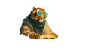 Cyber Tiger Scholar Vinyl Car Decal Sticker – Waterproof & UV-Resistant 8"