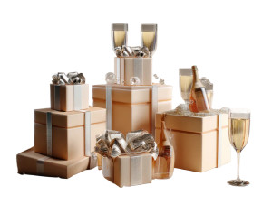 Champagne Gift Boxes Vinyl Car Decal Sticker – Waterproof & UV-Resistant 8"