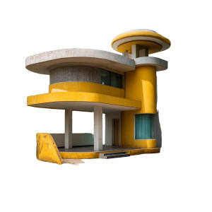 Retro Futuristic Residence Vinyl Car Decal Sticker – Waterproof & UV-Resistant 8"