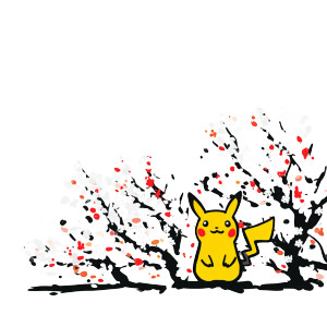 Cartoon Pikachu Cherry Blossoms Vinyl Car Decal Sticker – Waterproof & UV-Resistant 8"