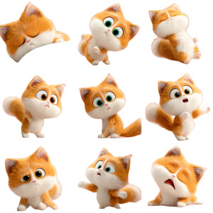 Fluffy Cartoon Cat Vinyl Car Decal Sticker – Waterproof & UV-Resistant 8"