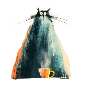 Cat Drinking Coffee V3 Vinyl Car Decal Sticker – Waterproof & UV-Resistant 8"