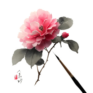 Ink-Wash Camellia Vinyl Car Decal Sticker – Waterproof & UV-Resistant 8"