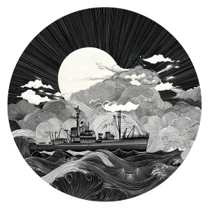 Dandong Ship Illustration Vinyl Car Decal Sticker – Waterproof & UV-Resistant 8"