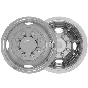 Coast To Coast Wheel Simulators | Fits 16 Inch Wheels | Polished Stainless Steel | Front And Rear | Snap-On | Set Of 4