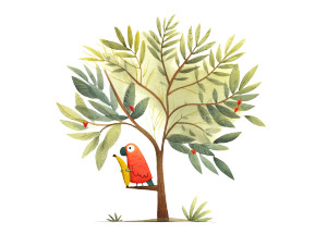 Colorful Parrot Eating Vinyl Car Decal Sticker – Waterproof & UV-Resistant 8"