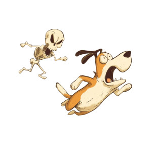Scared Dog Chase Vinyl Car Decal Sticker – Waterproof & UV-Resistant 8"