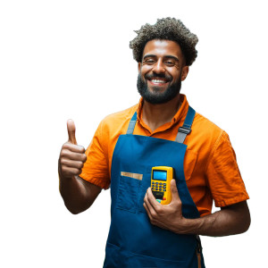 Cheerful Retail Worker Vinyl Car Decal Sticker – Waterproof & UV-Resistant 8"