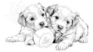 Puppies Playing Ball Vinyl Car Decal Sticker – Waterproof & UV-Resistant 8"