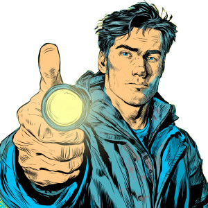 Flashlight Thumbs Up Vinyl Car Decal Sticker – Waterproof & UV-Resistant 8"
