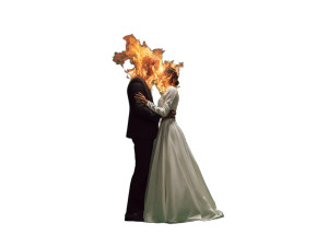 Fiery Wedding Embrace Vinyl Car Decal Sticker – Waterproof & UV-Resistant 8"
