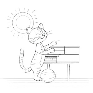 Cat Playing Piano Vinyl Car Decal Sticker – Waterproof & UV-Resistant 8"