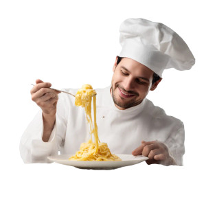 Italian Chef Savoring Pasta Vinyl Car Decal Sticker – Waterproof & UV-Resistant 8"