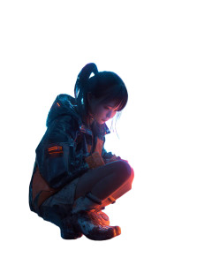 Cyberpunk Girl With Cat Vinyl Car Decal Sticker – Waterproof & UV-Resistant 8"