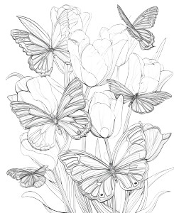 Butterflies And Tulips Vinyl Car Decal Sticker – Waterproof & UV-Resistant 8"