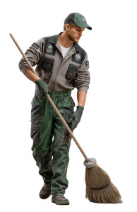 Sanitation Worker Sweeping Vinyl Car Decal Sticker – Waterproof & UV-Resistant 8"