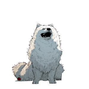 Samoyed Dog Satan Vinyl Car Decal Sticker – Waterproof & UV-Resistant 8"