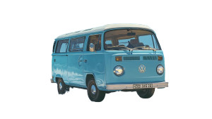 Vintage Blue Camper Vinyl Car Decal Sticker – Waterproof & UV-Resistant 8"