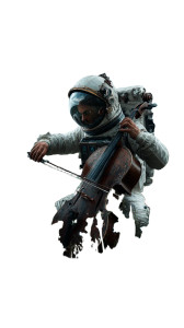 Astronaut Cello Scene Vinyl Car Decal Sticker – Waterproof & UV-Resistant 8"