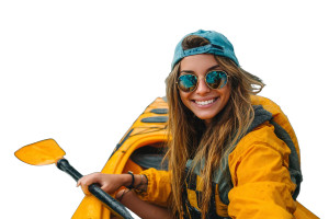 Kayaking Woman Vinyl Car Decal Sticker – Waterproof & UV-Resistant 8"